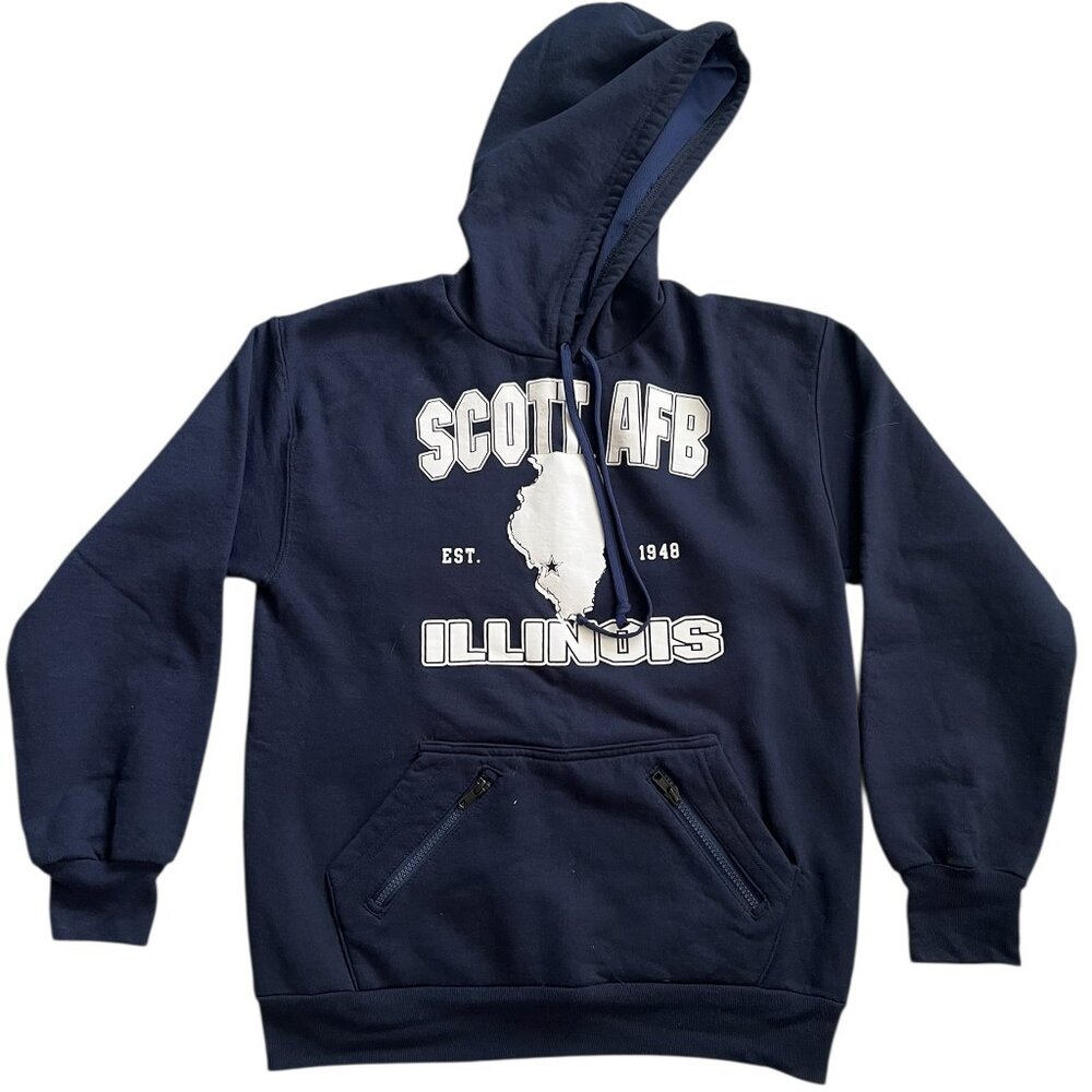 Scott Air Force Base Hoodie Sweatshirt Men S Pullover Long Sleeves Blue Pockets